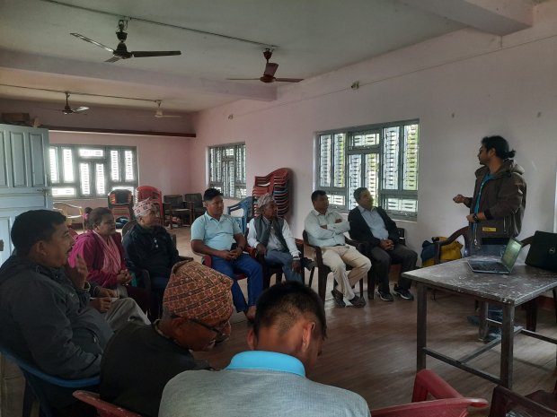 Bidhan explains the aim and objective of community conservation to CFUGs in Udayapur.